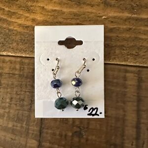 Elegant Blue and Green Beaded Earrings